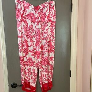 Talbots Pink and Red Floral Cropped Pants, Size XL